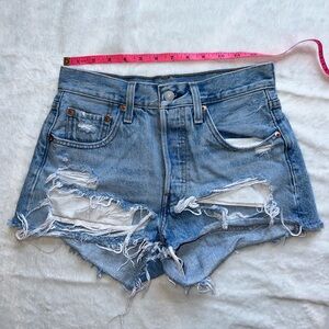Levi’s 501s Distressed Jean Shorts with Raw-Edge Hem